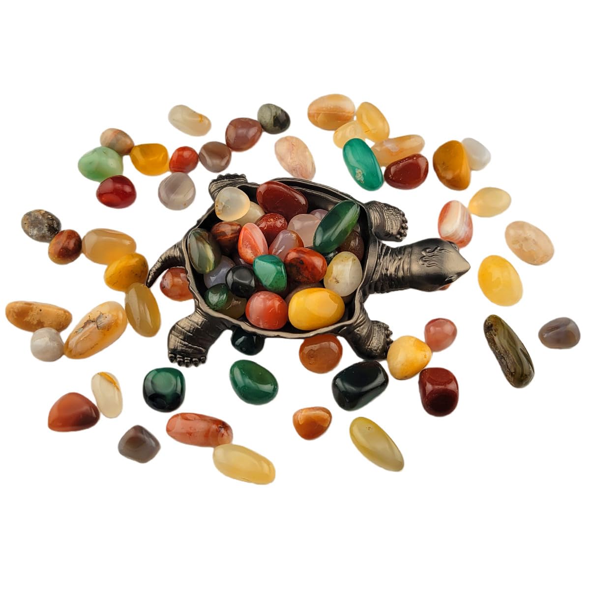 1,000 Carats Mixed Agates Handpicked Tumbled Stones Crystals Chips 0.4''-0.6'' Bulk Pocket Stones for Healing, Reiki, Meditation, Witchcraft and Home Decorations (Mixed Agate)