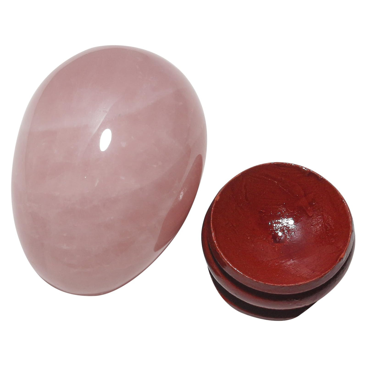 Casaper 2" Natural Rose Quartz Egg with Wood Stand for Home Decoration, Polished Crystal Pocket Palm Sphere Fengshui Figurines Healing Reiki