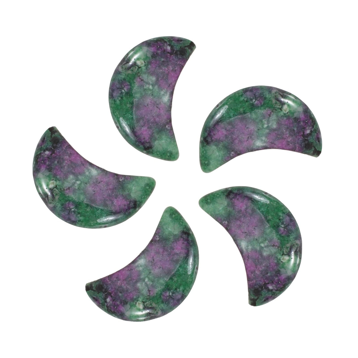MECCANIXITY 5 Pcs Moon Crystal Worry Stone, 0.5 Inch Length Natural Zoisite Moon Gemstone Bulk, Carved Pocket Stones for Meditation Balancing Pendant Decor