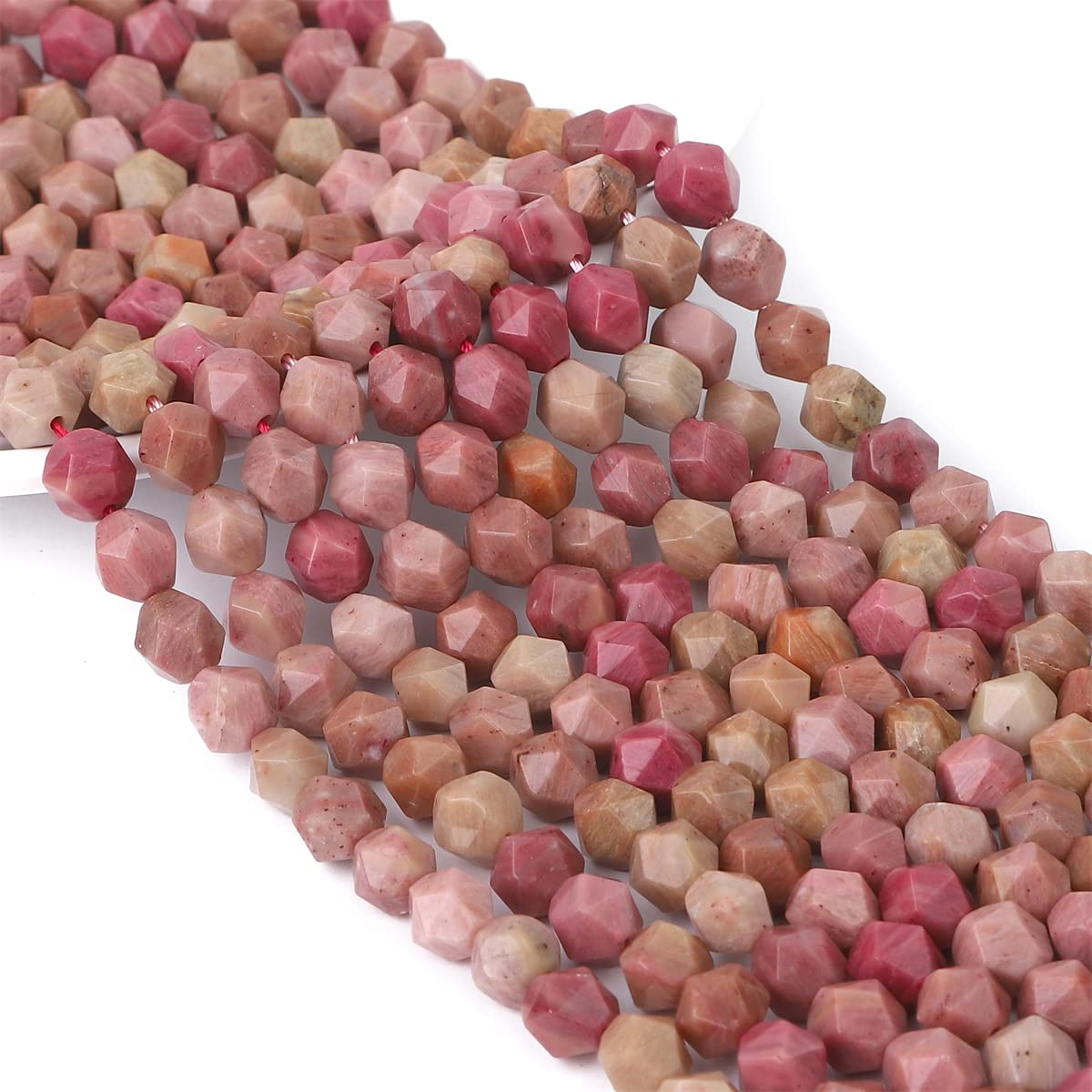 BEADIA Faceted Natural Red Wood Marble Stone Round Beads 8mm 36cm/Strand for Jewelry Making