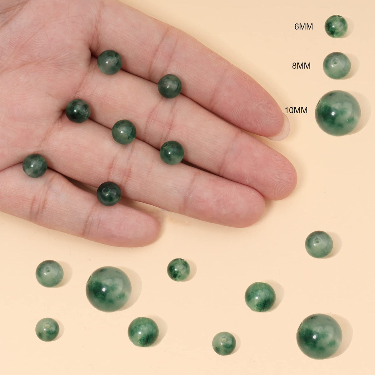 60pcs 6mm Natural Stone Beads Green Chalcedony Beads Energy Crystal Healing Power Gemstone for Jewelry Making, DIY Bracelet Necklace