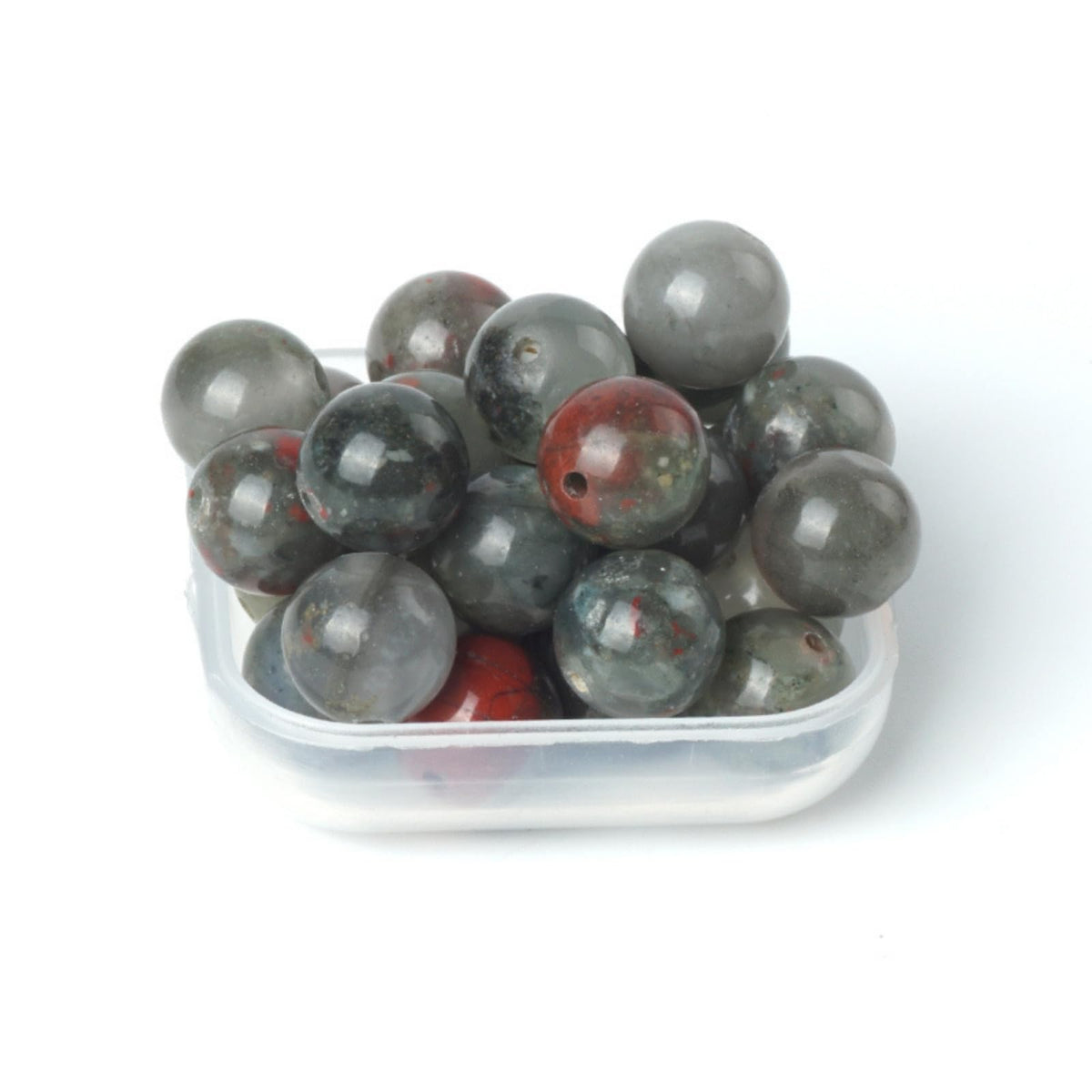 100Pcs Natural Stone 6mm African Blood Stone Round Loose Gemstone Energy Healing Beads Hole Size 1mm DIY Smooth Beads for Bracelet Necklace Earrings Jewelry Making