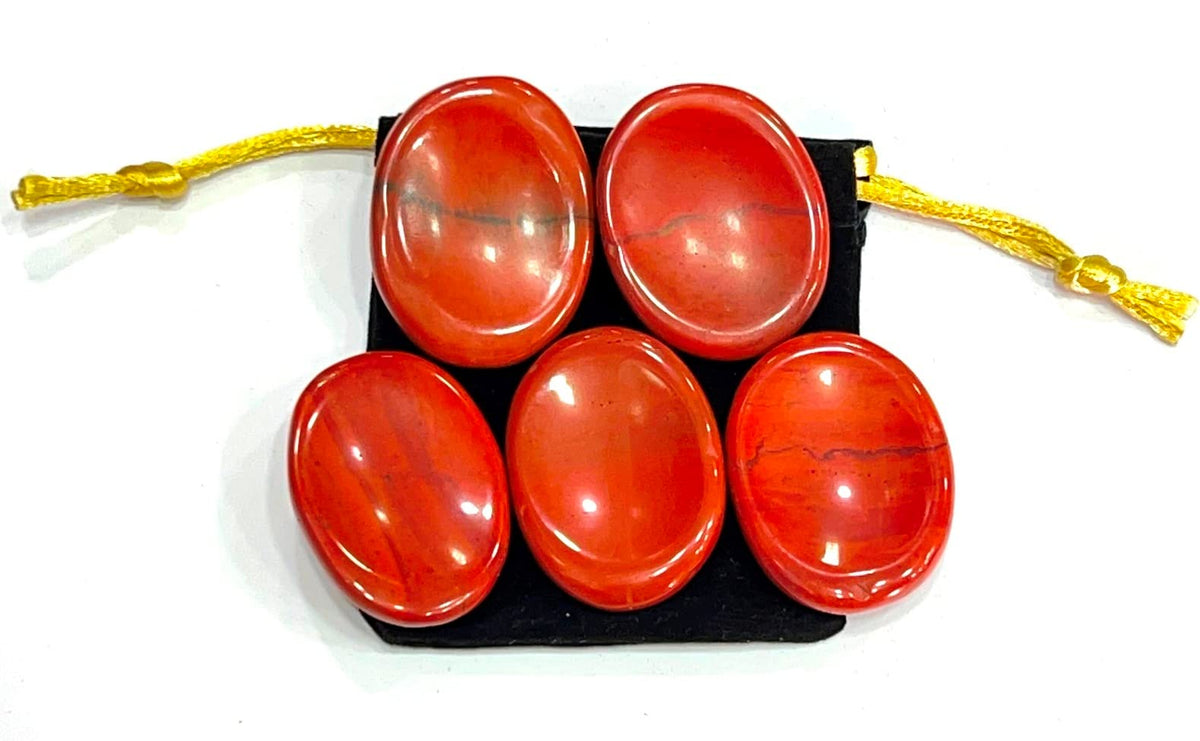 GEMSCITE Red Jasper Thumb Worry Stones Metaphysical Gemstone Crystal Healing Reiki Men Women Gift FENG Shui Positive Energy Love Wellness Palm Stones Wicca Powerful
