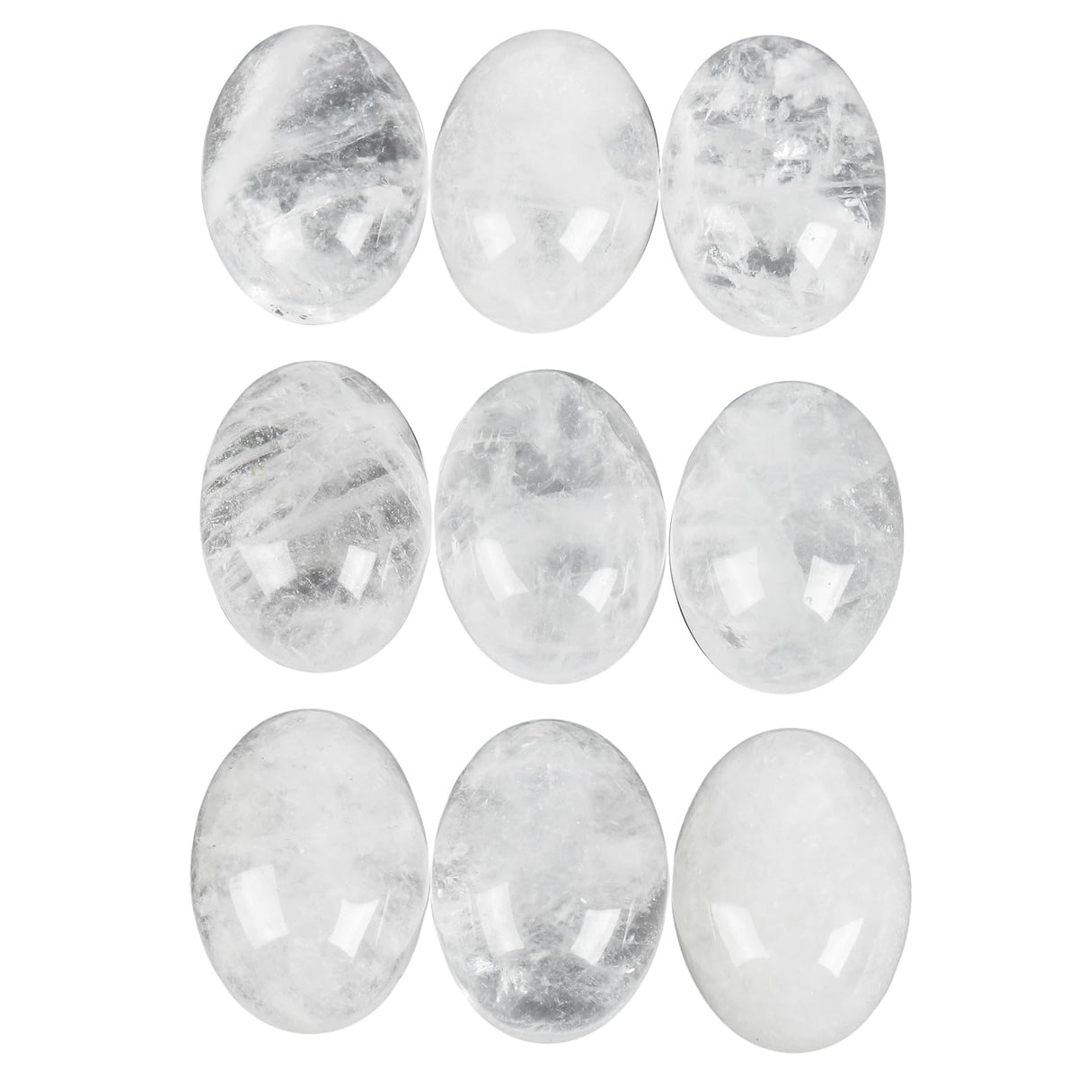 Casaper Natural Rock Quartz Oval Cabochons Cab Flat Back Loose Stone Beads for Jewelry Making, Polished DIY Crystal Crafts 13x18mm, Pack of 10