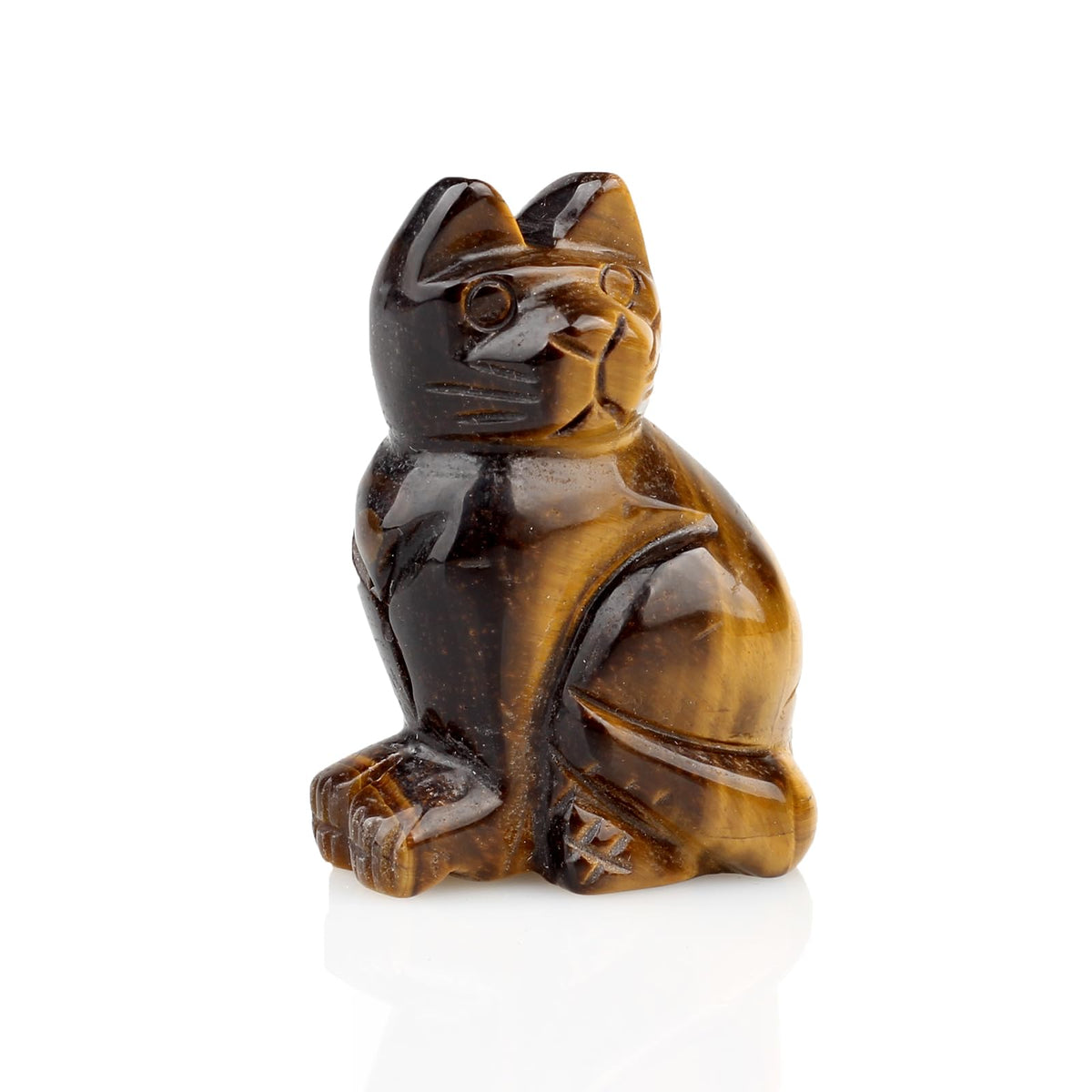 Yellow Tiger Eye Natural Stone 2.0inch Cat Statue Feng Shui Crafts Carved Figurine Chakra Carving Healing Reiki