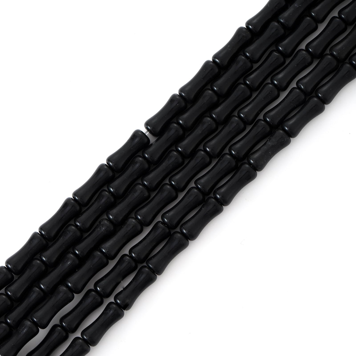 5x12mm Natural Black Agate Stone Bamboo Shape Gem Healing Energy Loose Spacer Beads for DIY Necklace Bracelet Earring