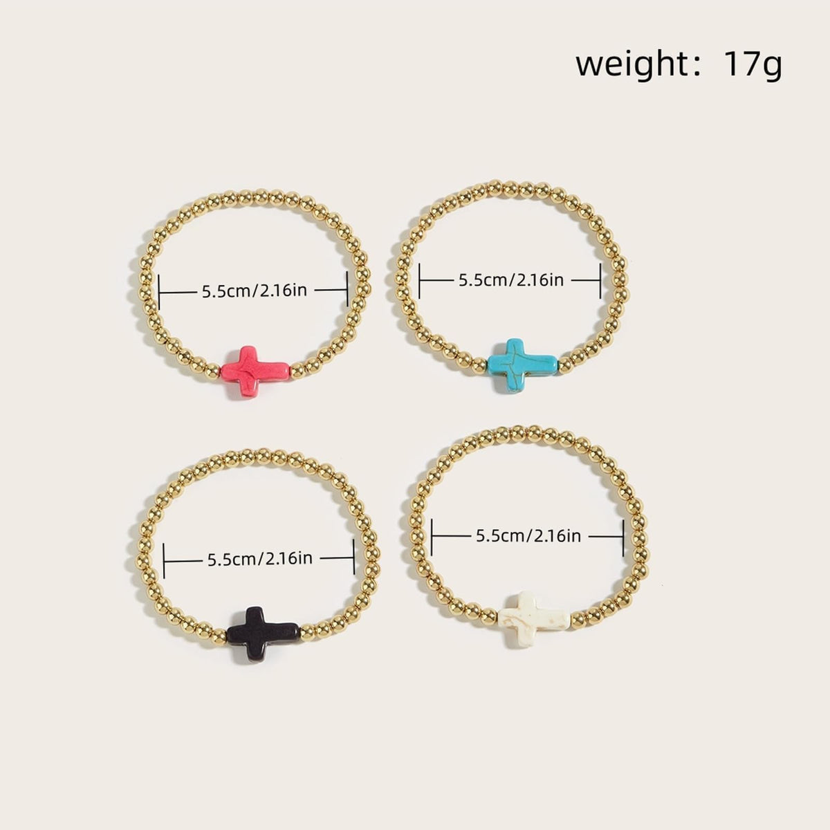 Harry and Henry Gold Beaded Bracelets for Women Non Tarnish Dainty Pearl Beaded Bracelet Cross Stack Stretch Bracelets for Women Trendy Gifts 2025 Easter Basket Stuffers