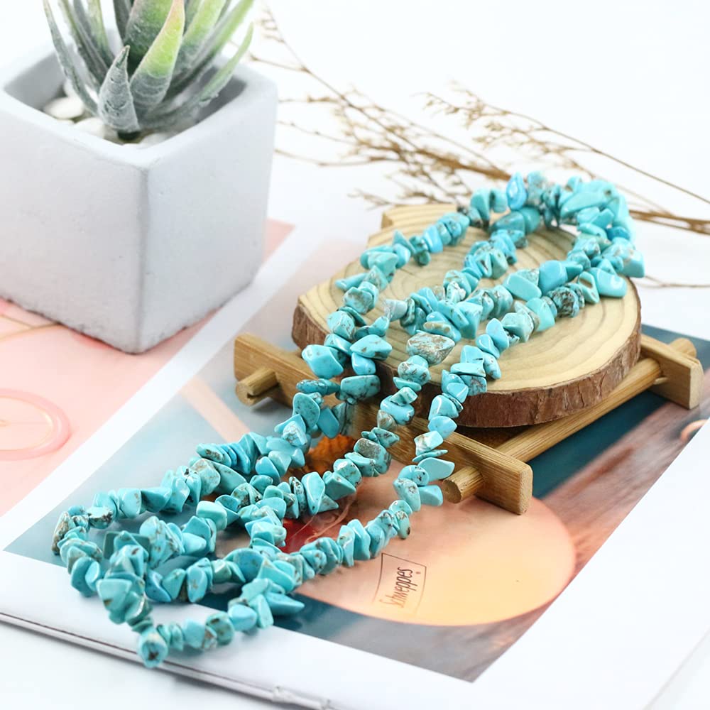 35 inches Chip Stone Loose Gemstones Beads Drilled Strand for Jewelry Making (Blue Turquoise)