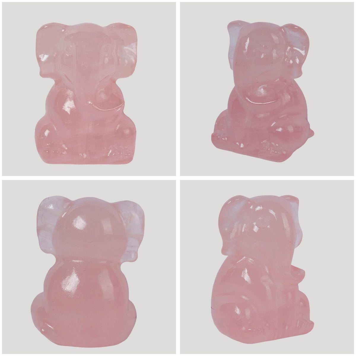 Ytbeoxk 2 Inch Crystal Elephant Decor Statues, Rose Quartz Cute Sitting Elephant Figurines, Reiki Healing Crystal Carved Animal Statues, Home Office Desk Hand Carved Decor Gifts for Women