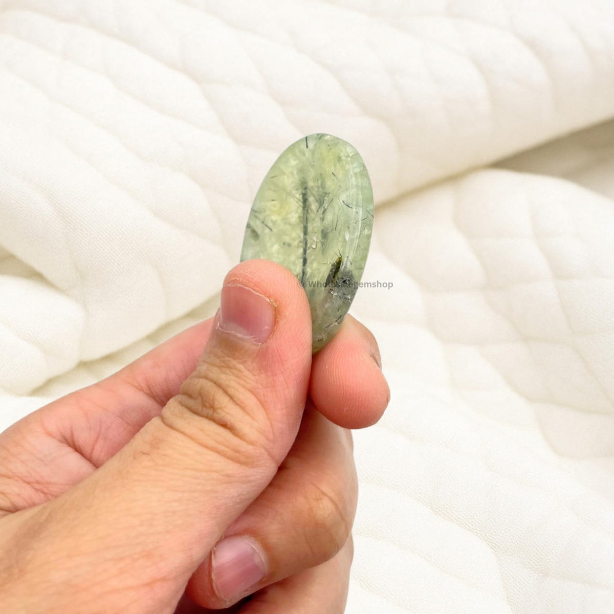 GEMSCITE Prehnite Epidote Thumb Worry Stones Metaphysical Gemstone Crystal Healing Reiki Men Women Gift FENG Shui Positive Energy Love Wellness Palm Stones Wicca Powerful