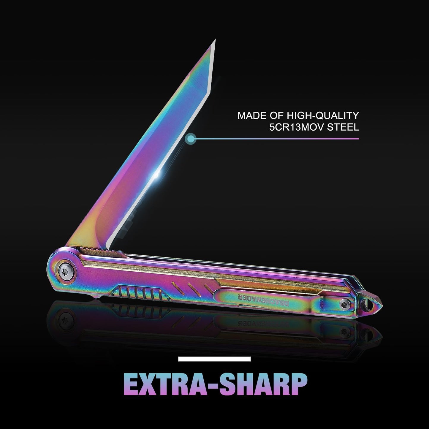 DRACHENADER Tanto Folding Knife for Women and Men, Rainbow Pocket Knife Color Slim Gentleman's Tanto Balde Small EDC Knife for Keychain