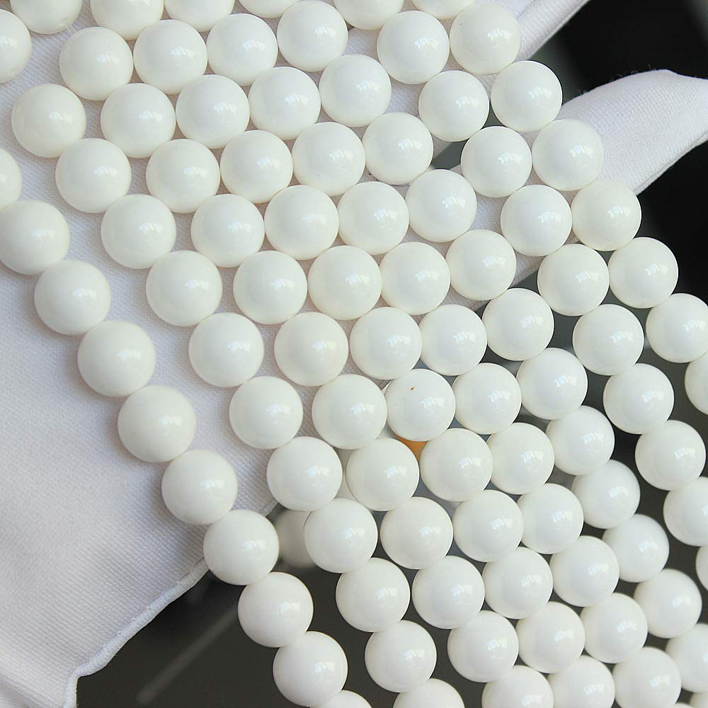MJDCB 7A Natural Deep Sea White Shells Round Stone Beads for Jewelry Making DIY Bracelet Necklace (12mm)