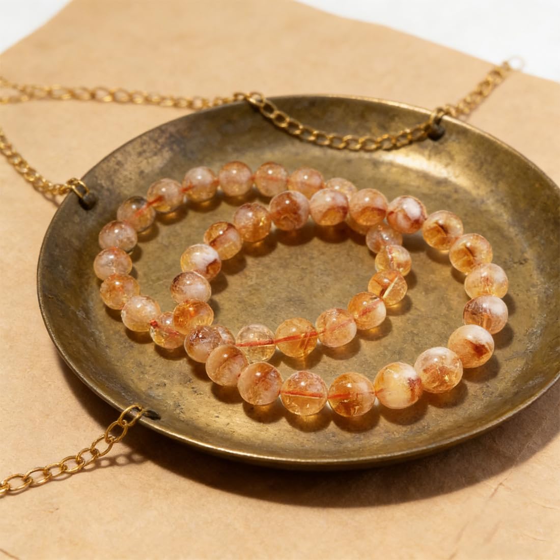 OwizJade Citrine Bracelets for Women Men:8MM & 10MM | Natural Solar Plexus Chakra Crystal and Gemstones for Bringing Wealth Motivation Self-confidence | Spritual Stretch Jewelry for Couple