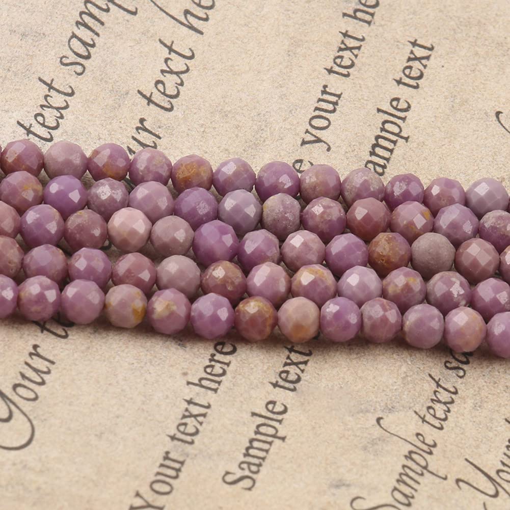 Song Xi 180pcs 2mm Natural Purple Mica Gemstone Beads Faceted Round Loose Stone Beads for Jewelry Making