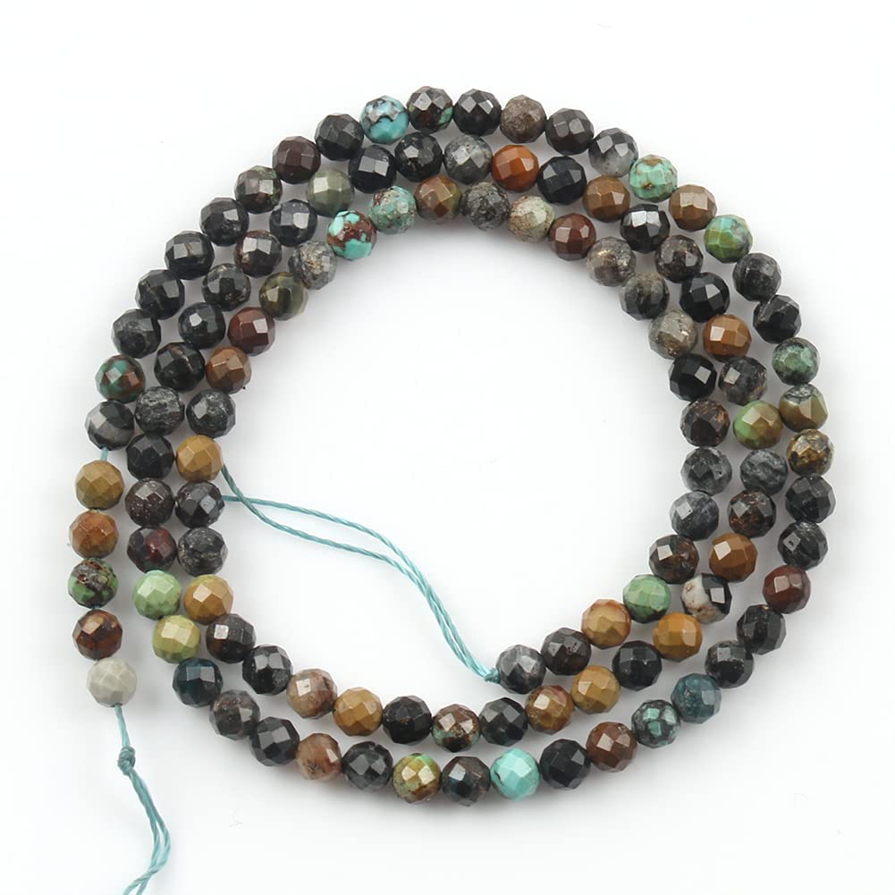 Song Xi 180pcs 2mm Natural African Turquoise Gemstone Beads Faceted Round Loose Stone Beads for Jewelry Making