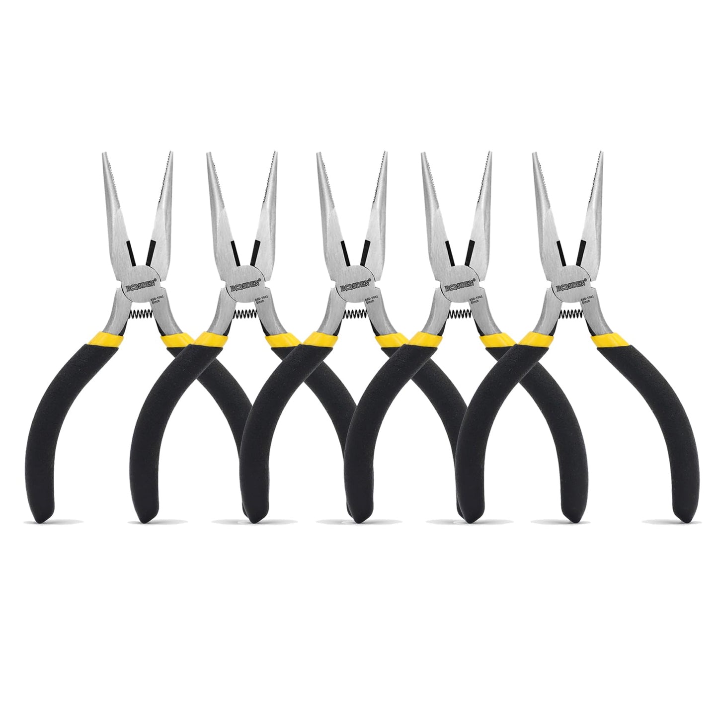 BOOSDEN 5 Pack Mini Precision Pliers Set, Small Needle Nose Pliers with Wire Cutter, Black