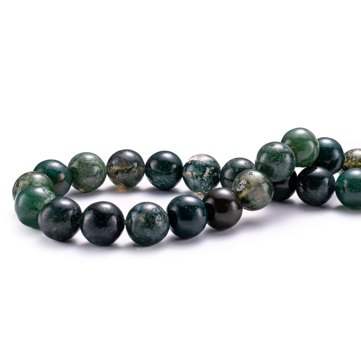 BEADIA Natural Moss Agate Stone Round Loose Semi Gemstone Beads for Jewelry Making 6MM 61PCS
