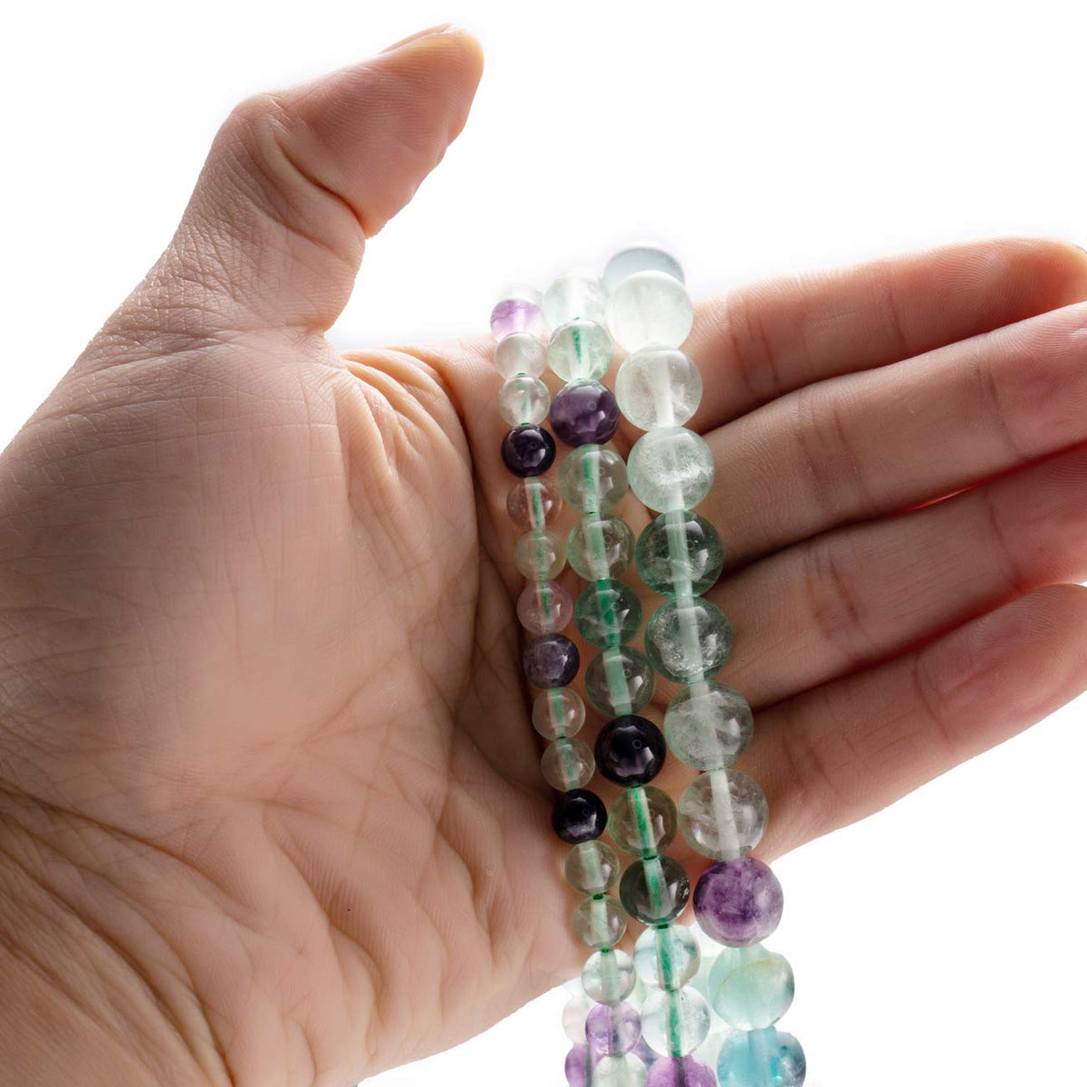 BEADIA Natural Fluorite Stone Round Loose Semi Gemstone Beads for Jewelry Making 8MM 44PCS