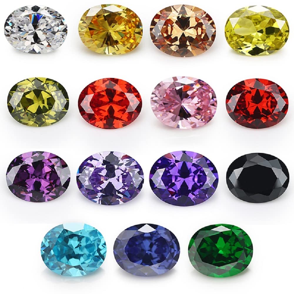 XIANGMO 15pcs 6x8mm 5A Loose Cubic Zirconia Stones Oval Cut CZ Stone Synthetic Gemstone for Jewelry Making, Mix 15 Colors 1pcs per color