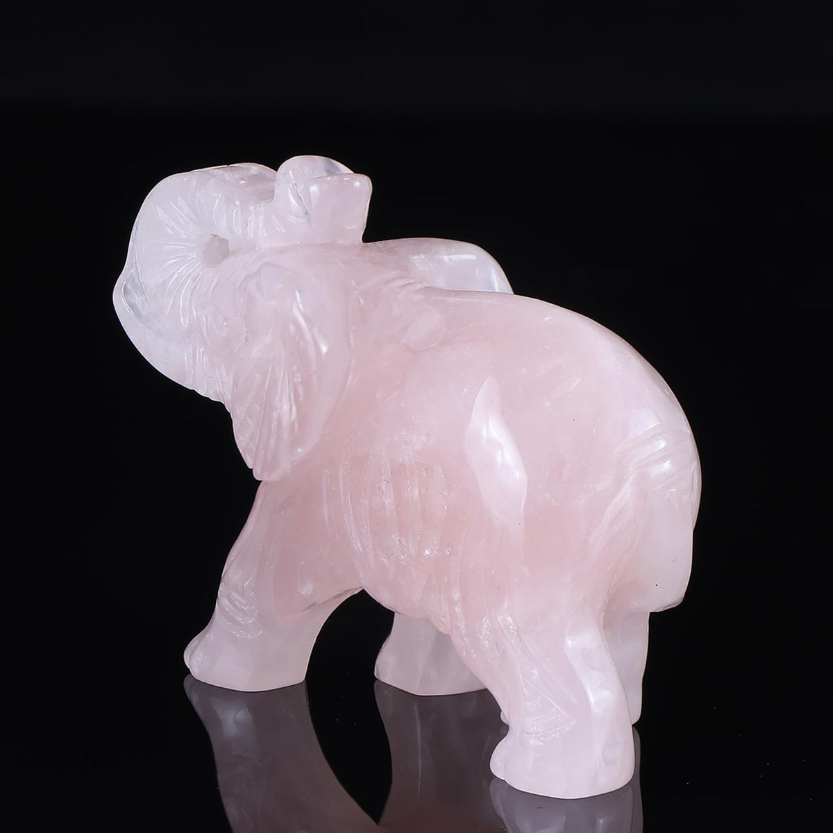 Hxswkk 2.5in Hand Carved Rose Quartz Crystal Elephant Statue - Healing Craft Home Office Decor & Gifts