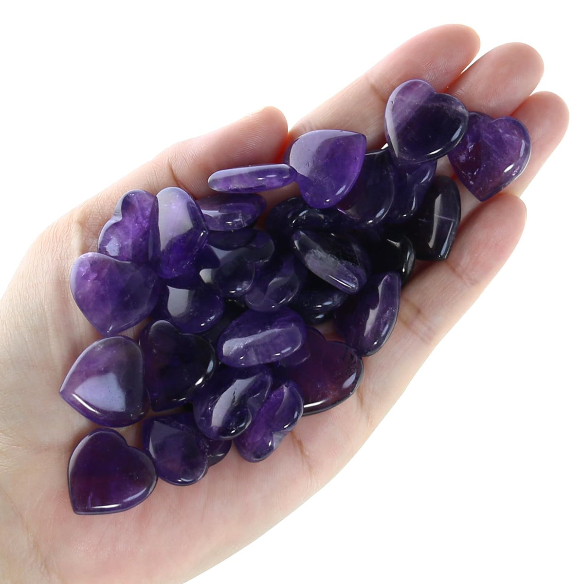 Namzi 20 Packs of Tumbled Polished Natural Amethyst Stones and Crystals Heart Stones, Crystals and Healing Stones Quartz Bulk for Wicca, Reiki, Healing Energy, Chakra Stones, Witchcraft Supplies