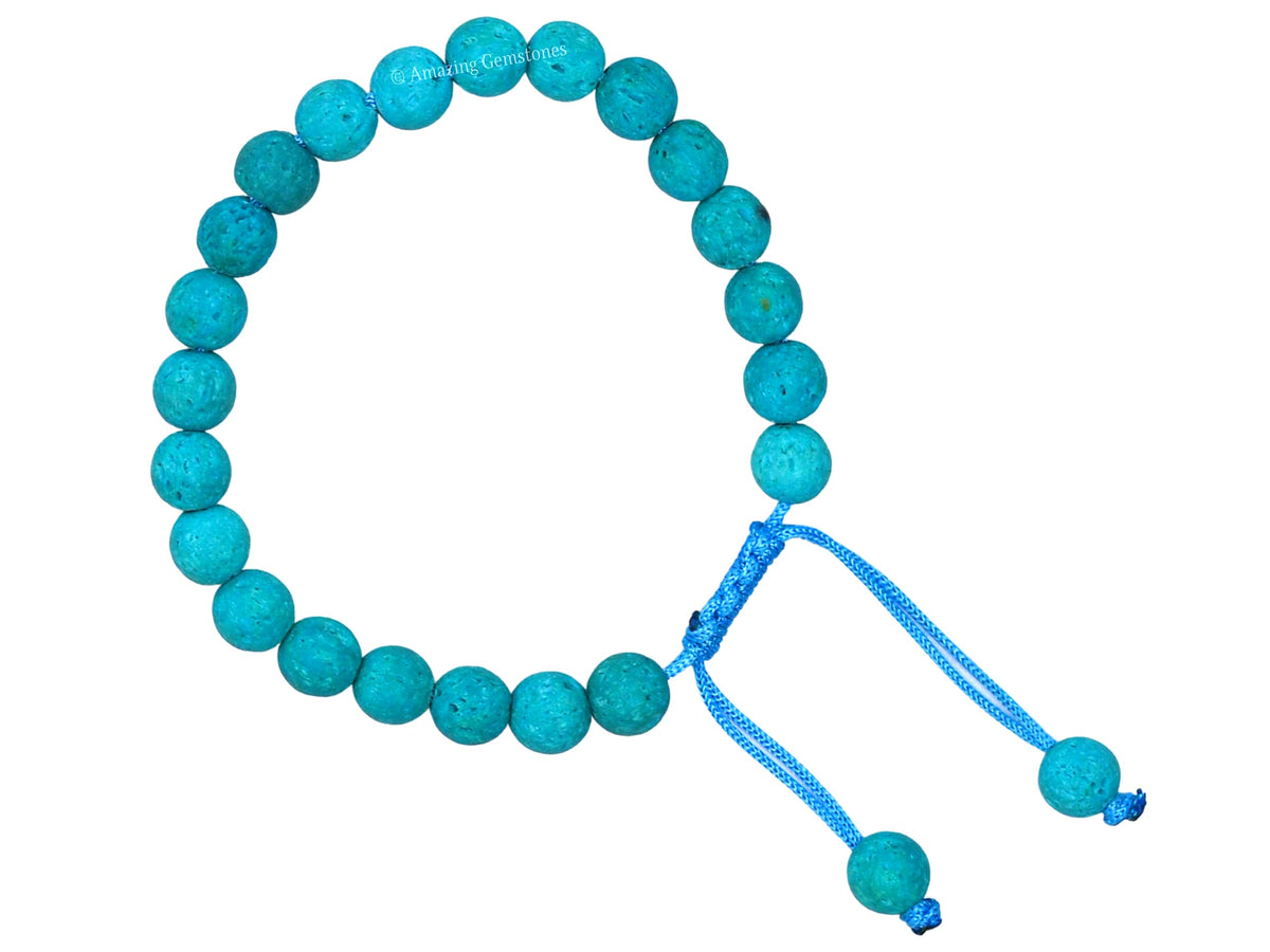 Amazing Gemstone Turquoise Blue Lava Bracelet for Women Men's Gifts - Protection Healing Crystal Bracelet - 8mm Gemstone Beaded Adjustable Bracelet