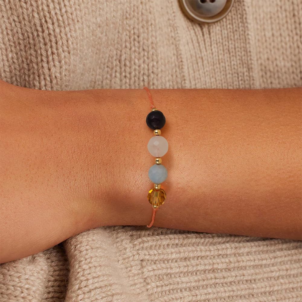 Fezodo Inspirational Encouragement Gifts for Women, Spiritual Crystals and Healing Stones Bracelets Chistmas Valentines day Birthday Gift for Friends Women Men (Peach Moonstone)