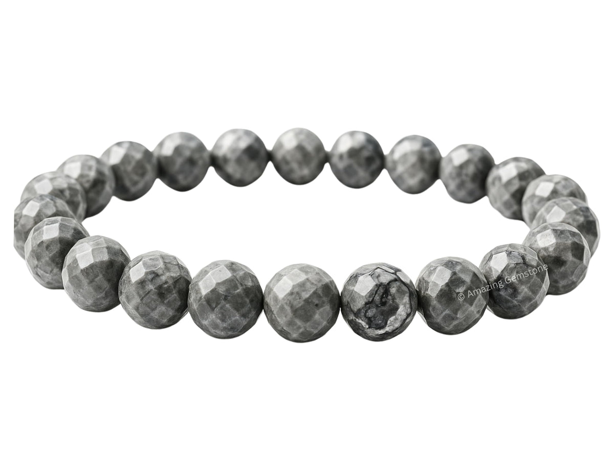 Amazing Gemstone Map Stone Bracelet for Women - Chakra Mens Bracelet Protection Crystals&Healing Stones - Blessing Bracelet Spiritual Meditation Gift (Faceted Beaded Bracelet)