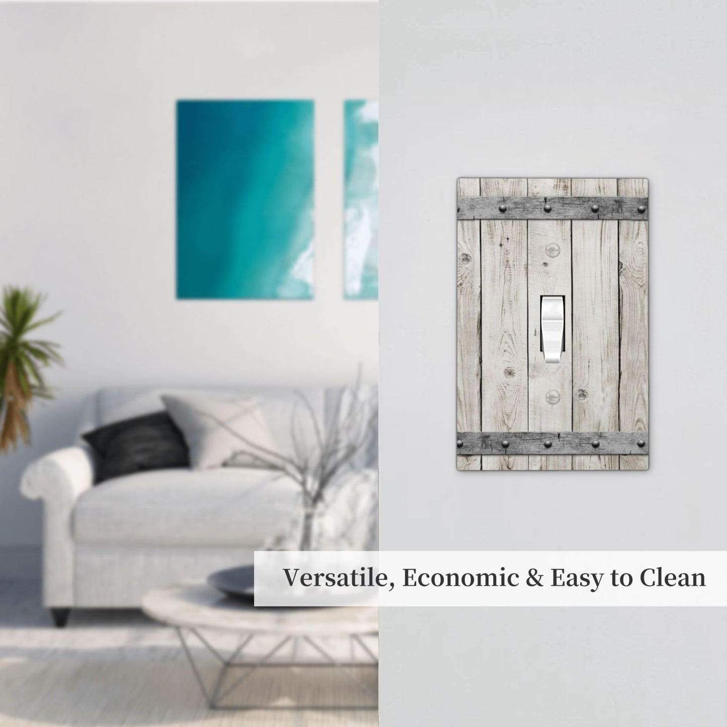Western Rustic Wooden Barn Door Wood Texture Print Decorative Light Switch Cover 1 Gang Single Toggle Device Electrical Faceplate Switchplates Decorator Outlet Wall Plate for Farmhouse Home Decor