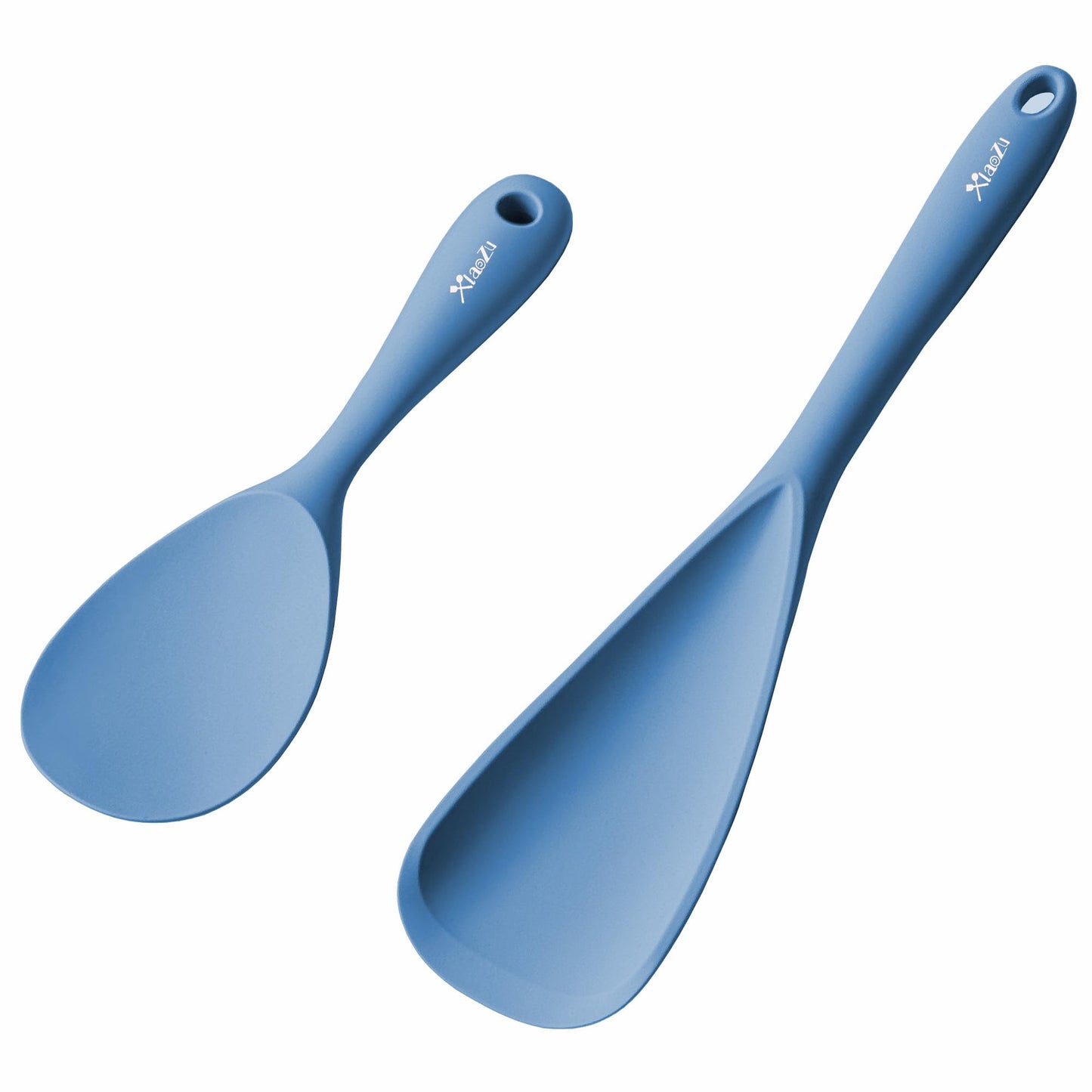 Cooking Spoon and Rice Scooper Set for Nonstick Cookwares, Heat Resistant- Seamless Design, Great for Cooking, Serving, Mixing, Scoop, and Scrape,2 Pack, Starry Blue