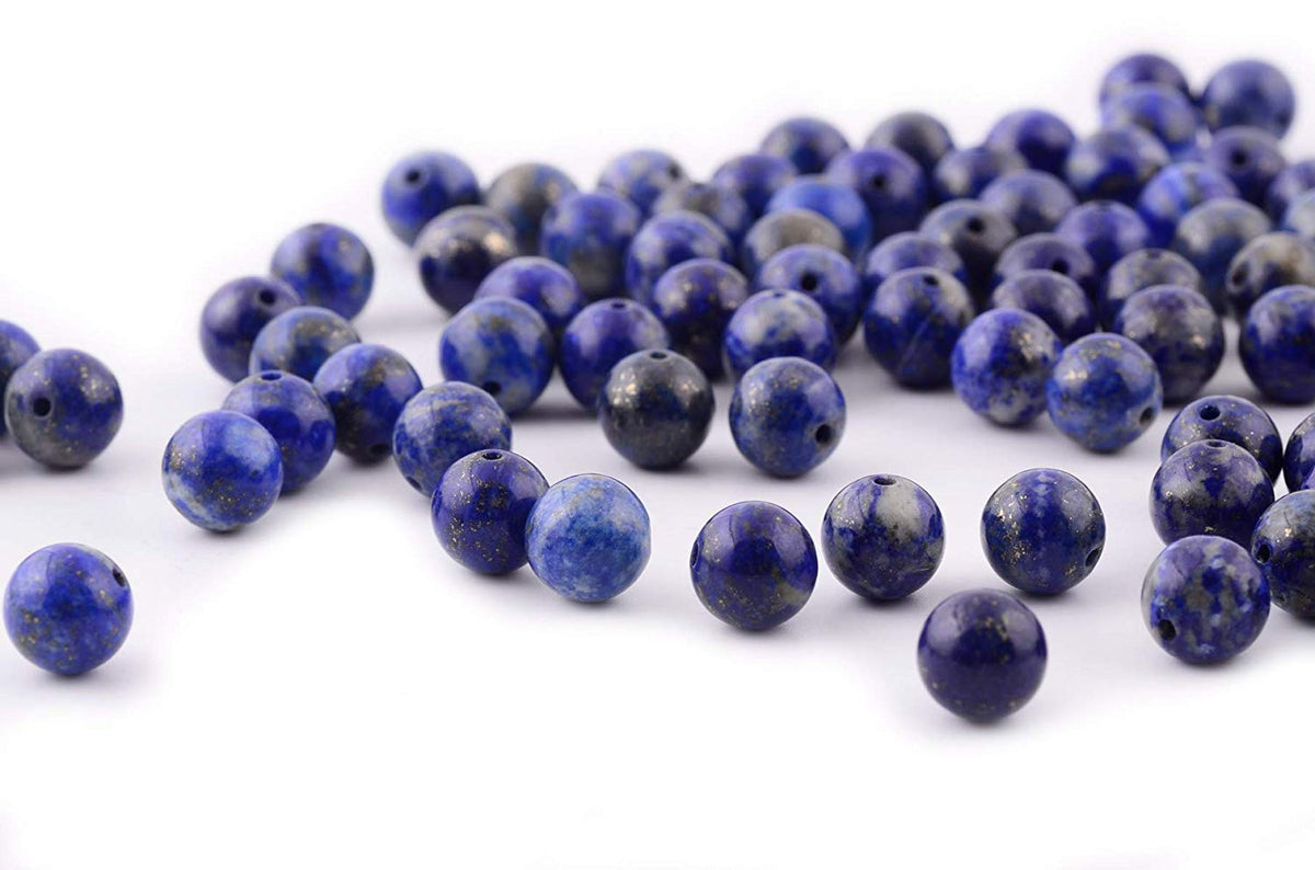 Natural Stone Beads 100pcs 6mm Lapis Lazuli Round Genuine Real Stone Beading Loose Gemstone Hole Size 1mm DIY Charm Smooth Beads for Bracelet Necklace Earrings Jewelry Making (Lapis Lazuli Blue, 6mm)