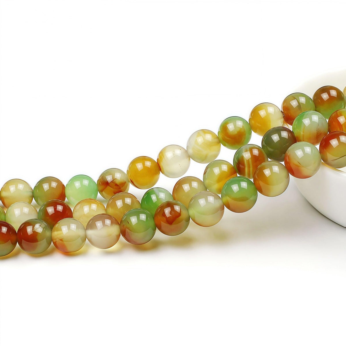 MJDCB Natural Peacock Agate Beads Red Green Agate Beads Round Stone Beads for DIY Necklace Bracelat Jewelry Making Strand 15" (8mm)