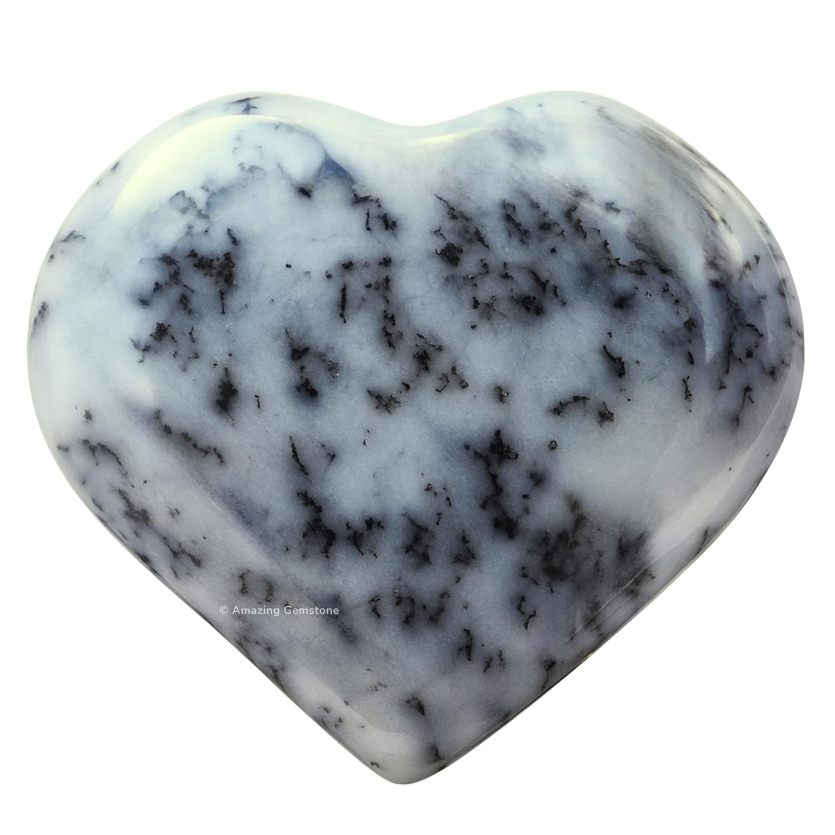 Amazing Gemstone Dendrite Opal Stone Heart - Pack of 2 Crystal Heart Stones Rocks - Corazones De Piedra Crystals and Healing Stones Heart Shaped Crystal - Stocking Stuffers Gifts