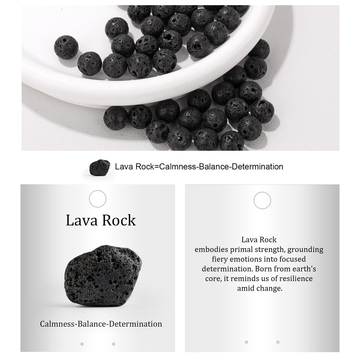 Vinswet 45pcs 8mm Lava Rock Natural Stone Beads Round Genuine Real Stone Beading Loose Gemstones DIY Smooth Bead for Bracelet Necklace Earrings Jewelry Making