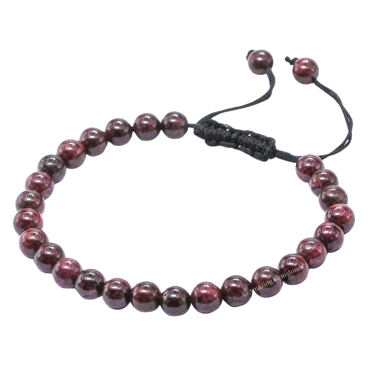 Amazing Gemstone Garnet Bracelet, Gifts For Men & Women - Protection Healing Crystal Bracelet - 6mm Gemstone Beaded Adjustable Bracelet, Pulseras Para Hombres Mujer Stocking Stuffers