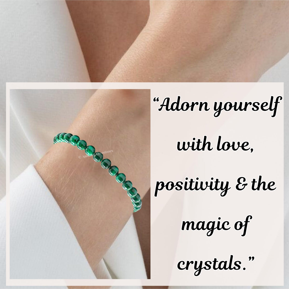 Amazing Gemstone Malachite Bracelet for Women Men's Gifts - Protection Healing Crystal Bracelet - 6mm Gemstones Beaded Adjustable Bracelet Pulseras Para Hombres Mujer Stocking Stuffers