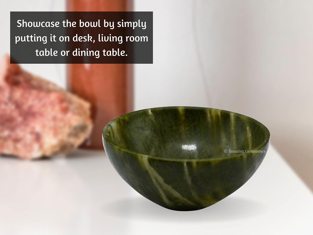 Vesuvianite Crystal Bowl - 2 Inch Decorative Bowls for Room and Home Decor - Gemstone Healing Crystals for Elegant Display, Positive Energy Balance and Gift
