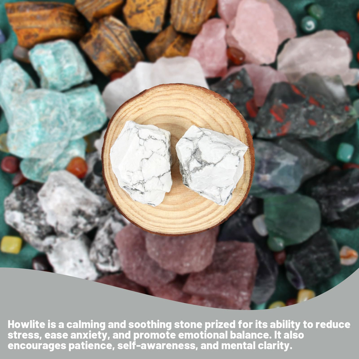 1.1lb Bulk Raw Howlite Rough Crystal- Natural Howlite Raw Stones Crystal for Tumbling, Cabbing, Fountain Rocks, Decoration, Polishing, Wire Wrapping, Wicca & Reiki Crystal Healing