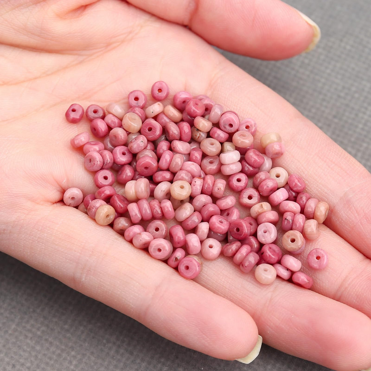 BONNY BOXX 1 Strand (150PCs) Natural 2 * 4mm Rhodochrosite Rondelle Beads, Natural Abacus Disk Stone Beads Loose Spacer Gemstone for DIY Bracelet Necklace Jewelry Making