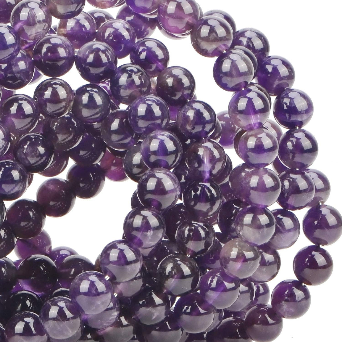80Pcs Natural Crystal Beads Stone Gemstone Round Loose Energy Healing Beads with Free Crystal Stretch Cord for Jewelry Making (Amethyst, 10mm)