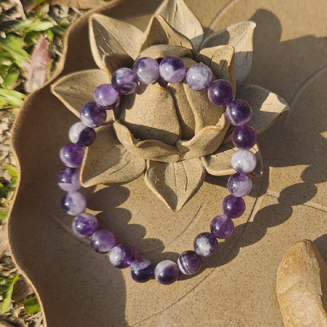 8MM Amethyst Bracelet (Include Cotton-like) | Natural and Classic | Resisting Negative Energy | Dream Amethyst | For Girlfriend Mom Sister | fits for small wrist size about 6.5-7 inch