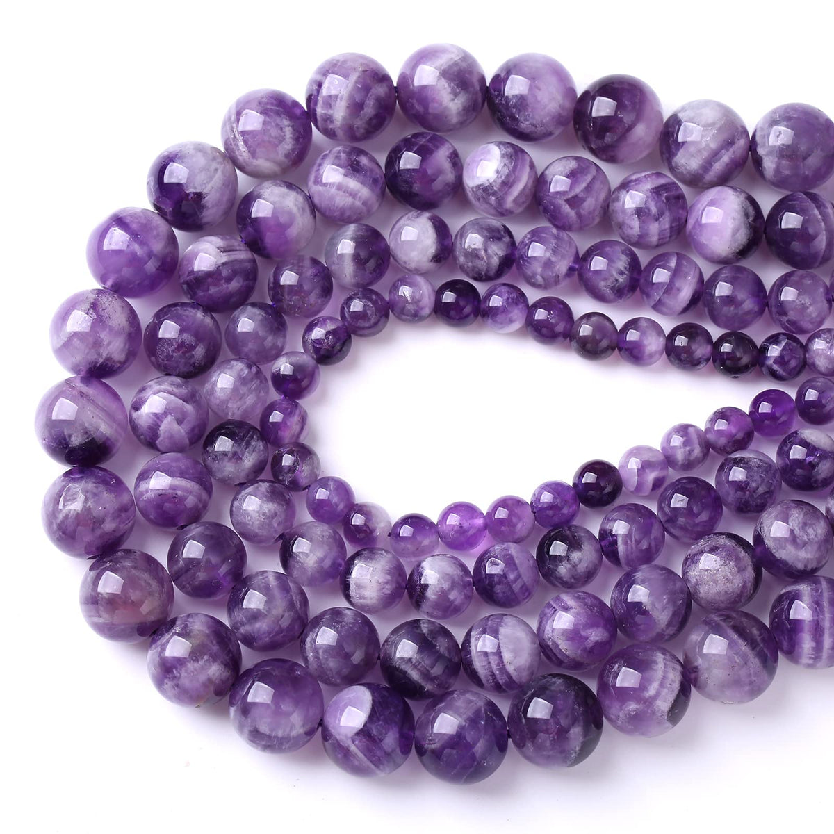 4MM 86PCS Purple Amethyst Dream Lace Beads Natural Quartz Crystal Stone Loose Beads for Jewelry Making DIY Bracelet Grade A+ 15 inches Strand