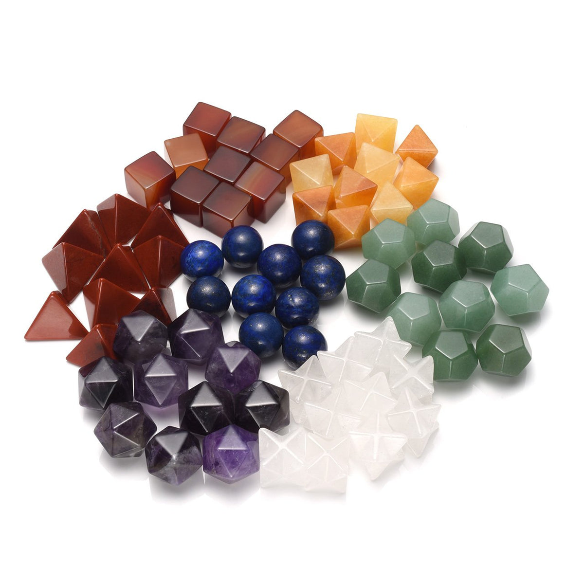 Top Plaza 7 Chakra Healing Crystals Kit Sacred Geometry Platonic Solids Crystals Reiki Tumbled Stones Set Lucky Decoration W/Black Obsidian Stand