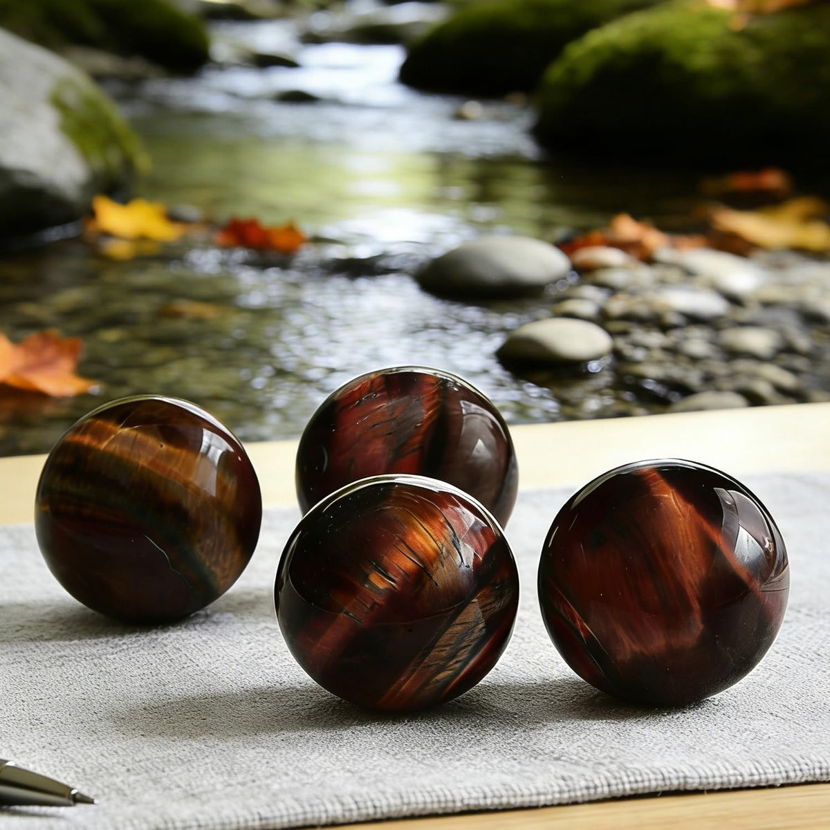 AierCrystal Natural Stone Crystal Sphere Feng Shui Home Decoration Ball Positive Energy Scrying Orb for Meditation Tool for Spiritual Space Purification Globe Diameter 5-6cm Red Tiger's Eye Sphere