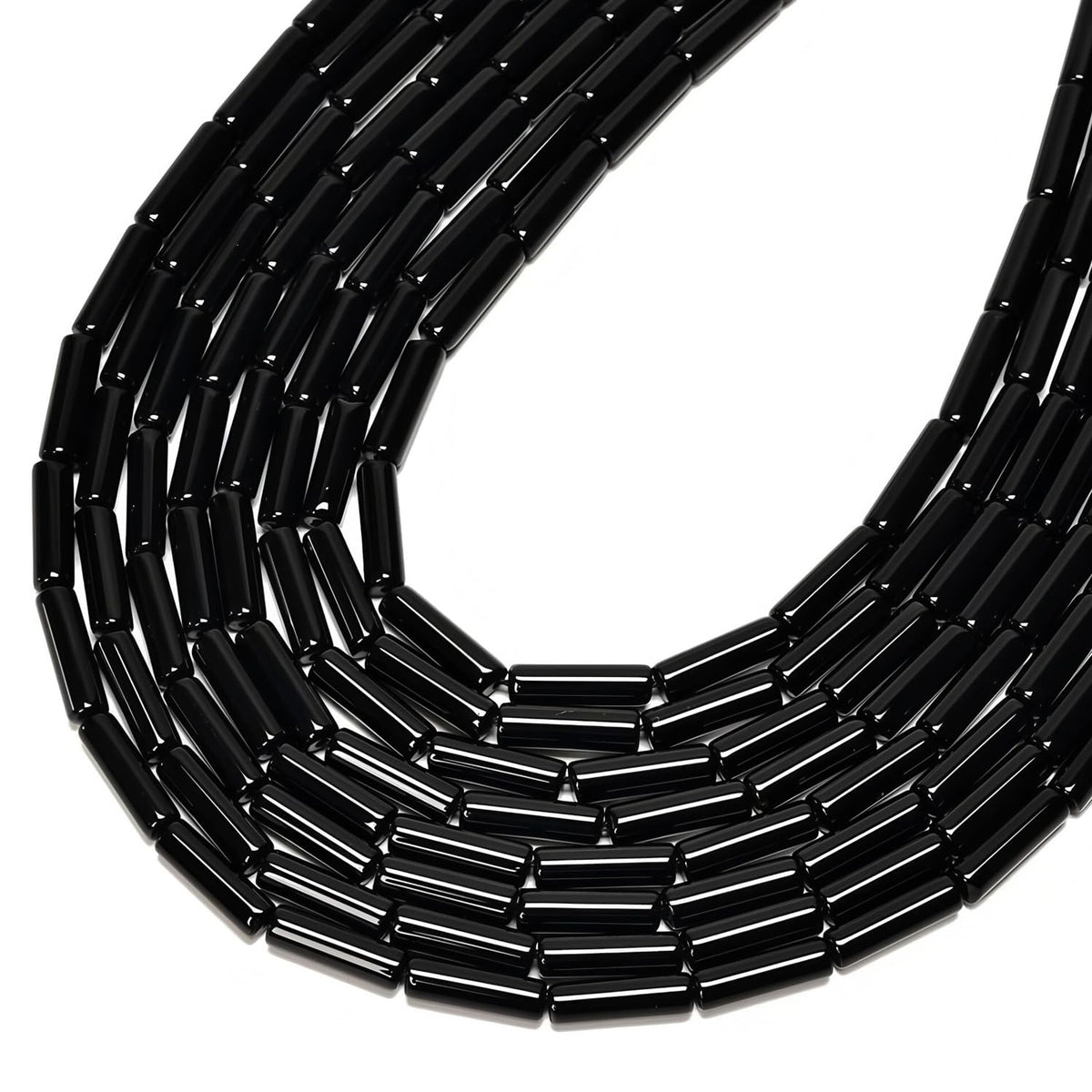 HAAMIIQII Natural Black Onyx Tube Beads 13x4mm Column Stone Cylinder Gemstone Loose Beads for Jewelry Making Strand 15 Inch (28-29pcs)