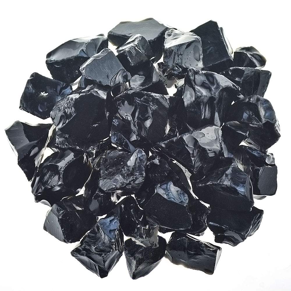 UU UNIHOM 1lb Bulk Raw Black Obsidian Stones, Large 1" Natural Rough Stones for Tumbling, Cabbing, Fountain Rocks, Decoration, Polishing, Wire Wrapping, Wicca and Reiki