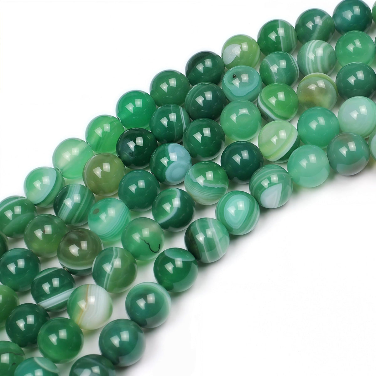 MJDCB Natural Stone Beads Green Striped Agate Round Loose Beads for Jewelry Making DIY Bracelet Necklace (10mm)