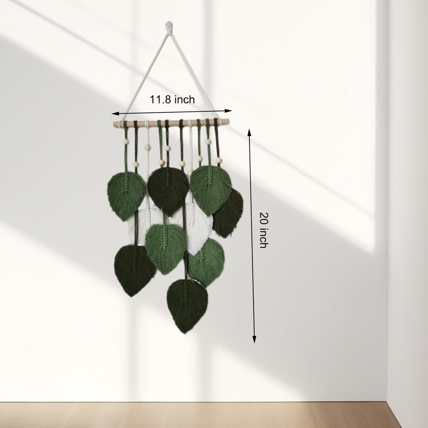 Jditngp DIY Macrame Leaf Wall Hanging Beginners Boho Wall Leaf Tapestry Kit Handmade Woven Tapestry Feather Wall Hanging DIY Macrame Kit for Adults Birthday Gift DIY Craft Kits 11.8inch (Green)