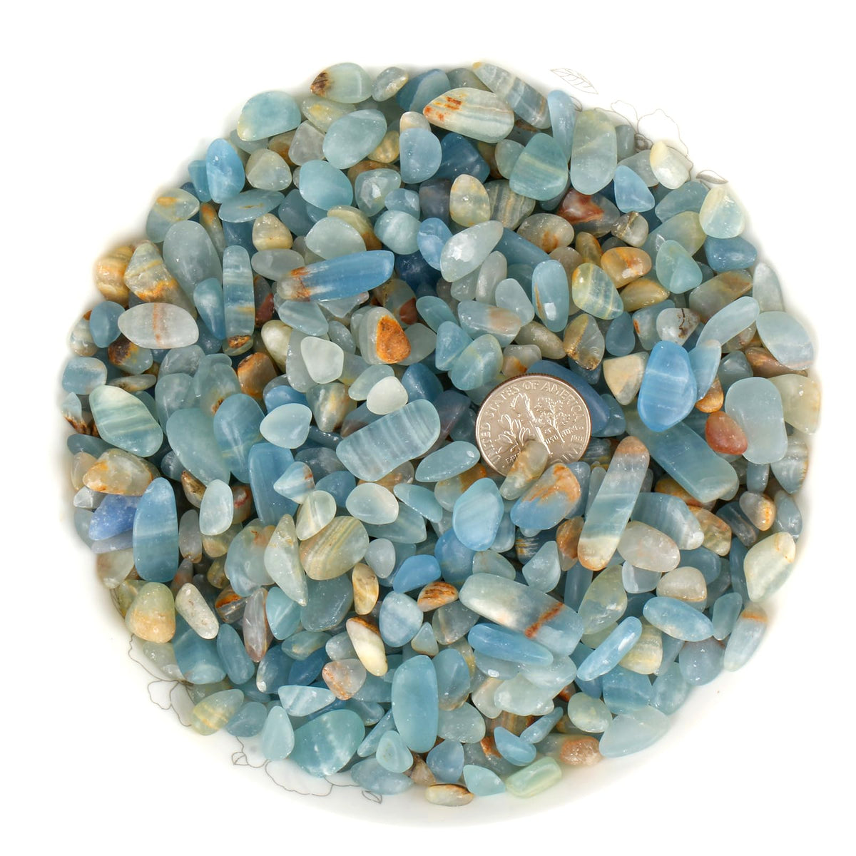 ZenQ 1 lb Lemurian Aquatine Calcite Tumbled Stone Chips Crushed Natural Crystal Quartz Pieces