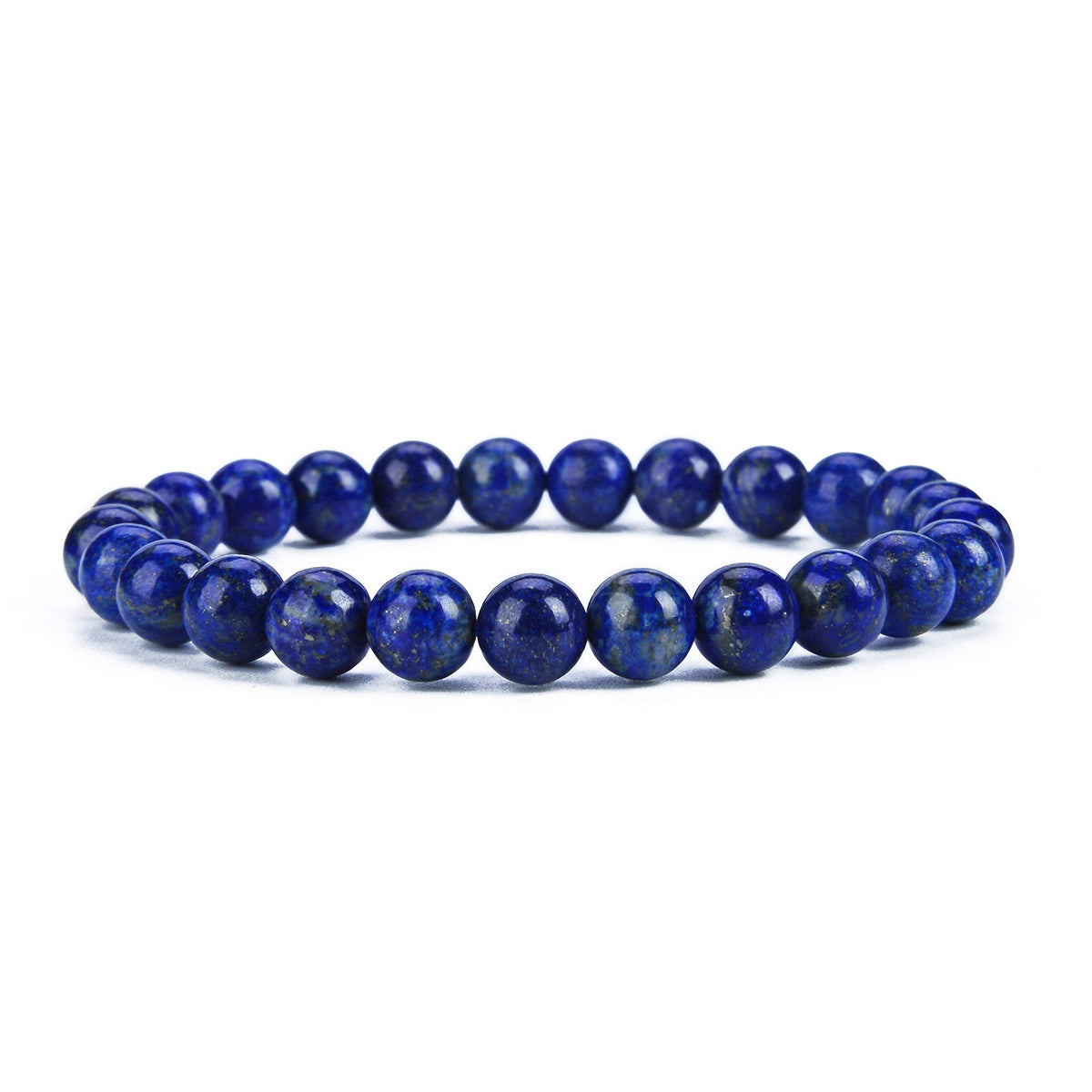 Cherry Tree Collection Blue Lapis Lazuli Beaded Bracelet – Genuine 8mm Gemstone Stretch Bracelet for Men & Women – Handmade Crystal Bracelet - (Blue Lapis Lazuli - S)